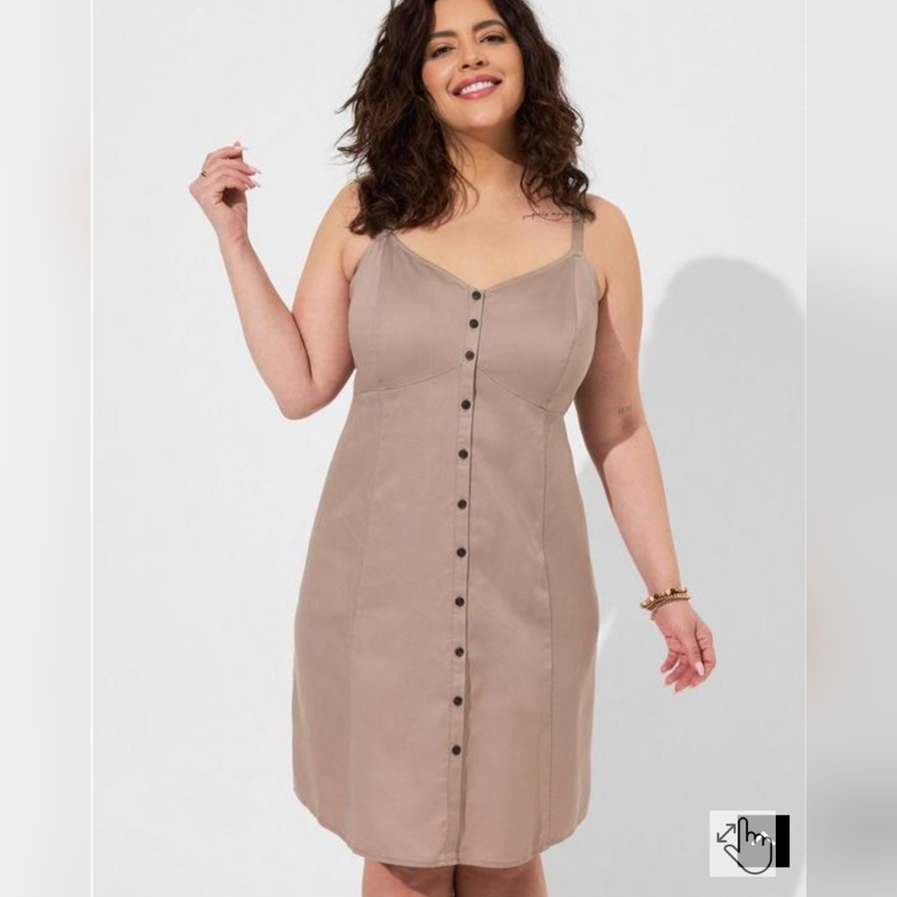 Torrid - Mini Linen Button Up Fit Waist Dress - size 1 (14/16)